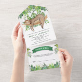 Kute Schattige slaapsleuf Baby shower All In One Uitnodiging (Afscheurbaar)