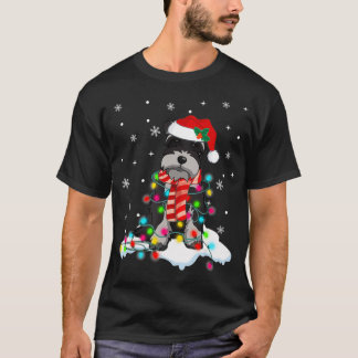 Kute Schnauzer-kerstlichten met Santa Hat T-shirt
