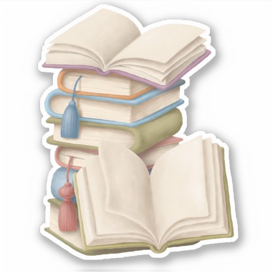 Kute School Book Fun Reading Vinyl Stickers (Voorkant)