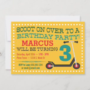Kute scooter boys Birthday Invitations Kaart