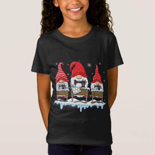 Kute Sewing Gnomen Santa Quilting Xmas Funny Chris T-shirt (Voorkant)