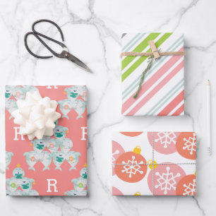 Kute Shark-kerstboom met Initiaal Inpakpapier Vel