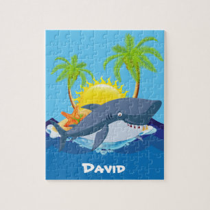 Kute shark voeg naam puzzle voor jigzaag toe legpuzzel