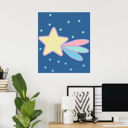 Kute Shooting Star Comet Poster (Thuiskantoor)