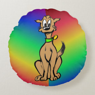 Kute Sitting Dog, Regenboogronde Kinder Pijl Rond Kussen
