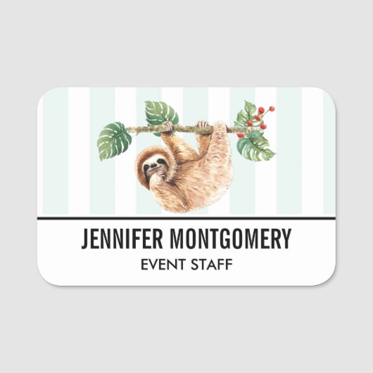 Kute sleuf ondersteboven Waterverf Naamplaatje (Voorkant)