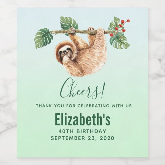 Kute sleuf ondersteboven Waterverf Wijn Etiket (Enkel label)