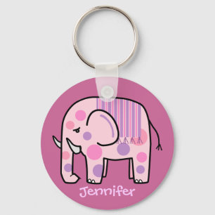 Kute sleutelhanger met roze olifant en naam