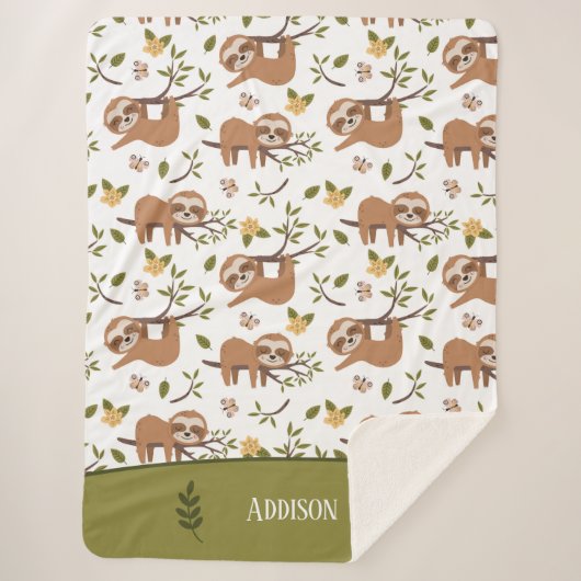 Kute sleuven die op het Kind Pattern van boomtakke Sherpa Deken (Voorkant)