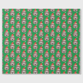 Kute Sloth Face Wearing Santa Hat Pattern Xmas Wra Cadeaupapier (Vlak)