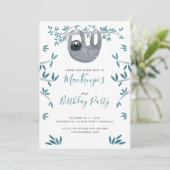 Kute Sloth Kind Birthday Party Kaart (Staand voorkant)