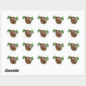Kute sloth op een tak rond stickers (Vel)
