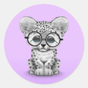 Kute sneeuwblaasjes op Paarse lakjes Ronde Sticker