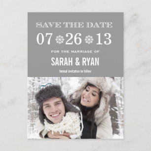 Kute Snowflake Grey Save the Date Photo Briefkaart