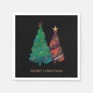 Kute Sparkly Waterverf kerstboom Servetten