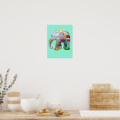Kute speelgoed patchwork-olifant retro whimsical s poster (Keuken)