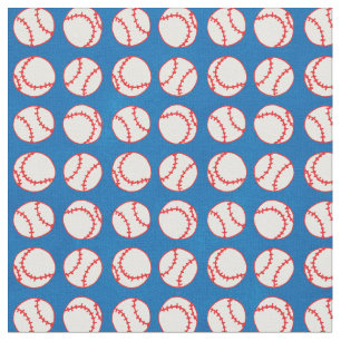 Kute Sports White en Red Baseball op Blue Stof