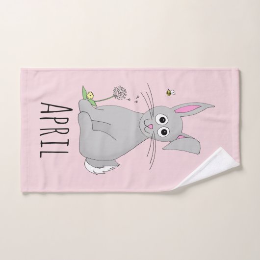 Kute Spring Easter Bunny Rabbit en Name Kinder Bad Handdoek (Handdoek)