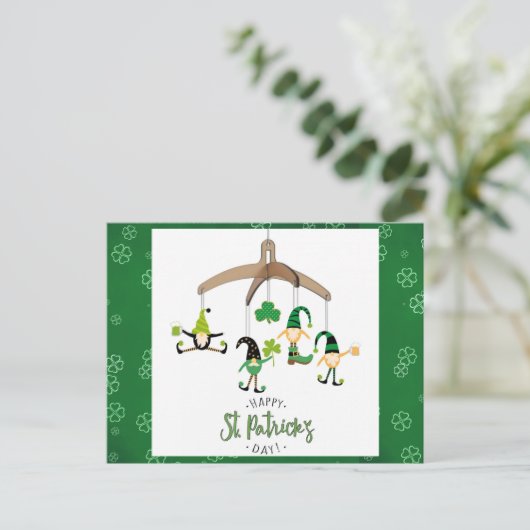 Kute St Patricks Day Gnome Green Shamrock Briefkaart (Staand voorkant)