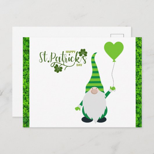Kute St Patricks Day Gnome Shamrock Briefkaart (Voorkant / Achterkant)