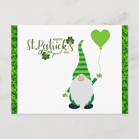 Kute St Patricks Day Gnome Shamrock Briefkaart (Voorkant)