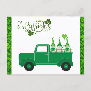 Kute St Patricks Day Gnome Shamrock Green Truck Briefkaart