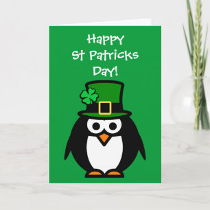 Kute St Patricks Day-kaart met leprechaun penguin Kaart