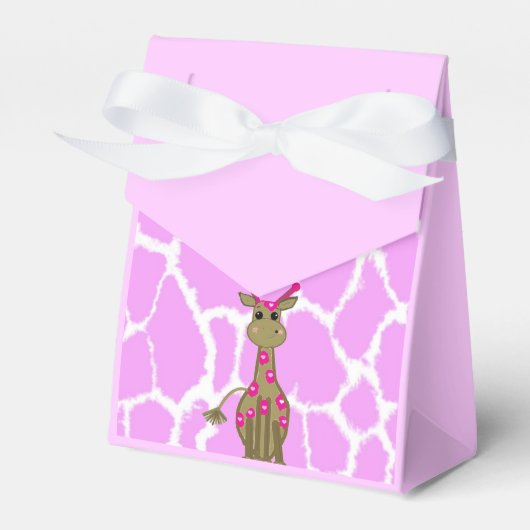 Kute Standing Giraffe met roze spots Bedankdoosjes (Voorkant Zijde)