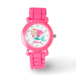 Kute strand mermaid add name watch horloge