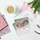 Kute String of Hearts Photo Birth Announcement Kaart