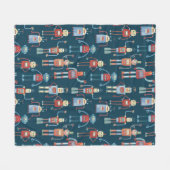 Kute Style Retro Robot Pattern Dark uit de jaren v Fleece Deken (Voorkant (Horizontaal))