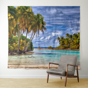 Kute Summer Hawaiian Beach Waterverf Wandkleed