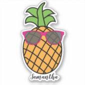 Kute Summer Pineappel met roze zonnebril Sticker (Voorkant)
