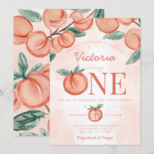 Kute Sweet Peach die 1 ^ e verjaardag draait Kaart