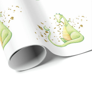 *~* Kute Sweet Slaapende Green Dragon Dinosaurs Cadeaupapier