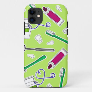 Kute tandheelkundige liefhebber Groen Paars iPhone 11 Hoesje