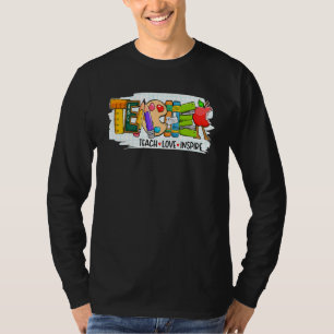 Kute Teach Love en Inspire Graphic Mannen Women Te T-shirt