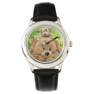 Kute Teddy bears in een weide Horloge