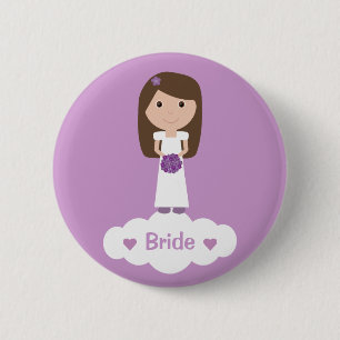 Kute tekenfilm lila knop Bride / badge Ronde Button 5,7 Cm
