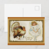 Kute Thanksgiving Groetings Turkije Briefkaart (Voorkant / Achterkant)