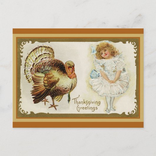 Kute Thanksgiving Groetings Turkije Briefkaart (Voorkant)