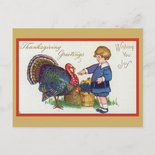 Kute Thanksgiving Groetings Turkije Briefkaart (Voorkant)