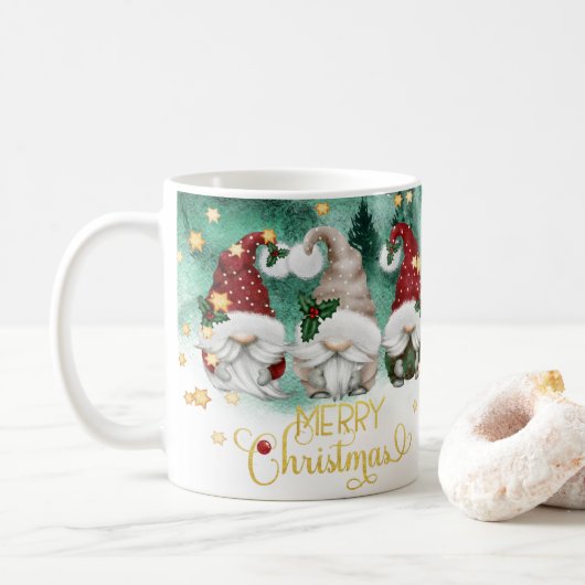 Kute Three Gnomes Merry-kerstbos Koffiemok (Met donut)