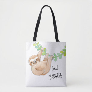 Kute Three Toed Sloth Just Hanging Bag Draagtas