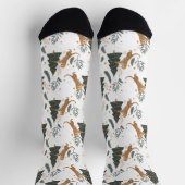 Kute tijger en kerstbomen op wit sokken (Top)