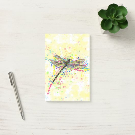 Kute trendy girly waterverf splatters dragonfly post-it® notes (Kantoor)