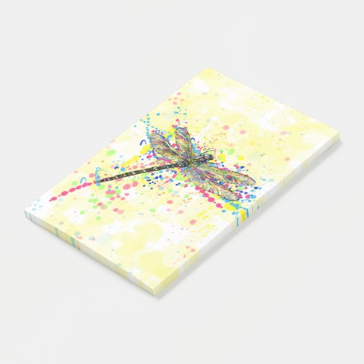 Kute trendy girly waterverf splatters dragonfly post-it® notes (Schuin)