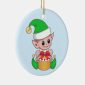 Kute trendy kerstelf op lichtblauw blauw keramisch ornament (Rechts)