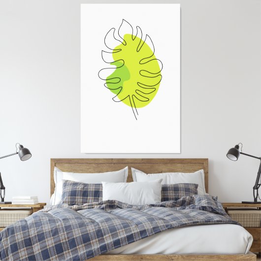 Kute tropische loof met één lijn canvas afdruk (Insitu (Slaapkamer))