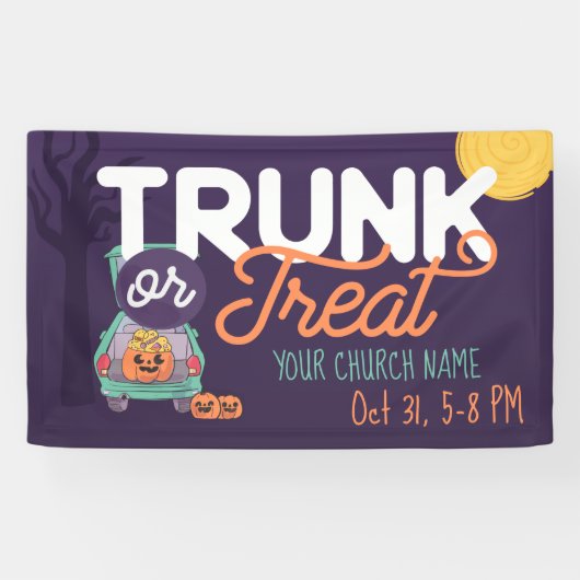 Kute trunk of Treat Custom Halloween Banner (Horizontaal)